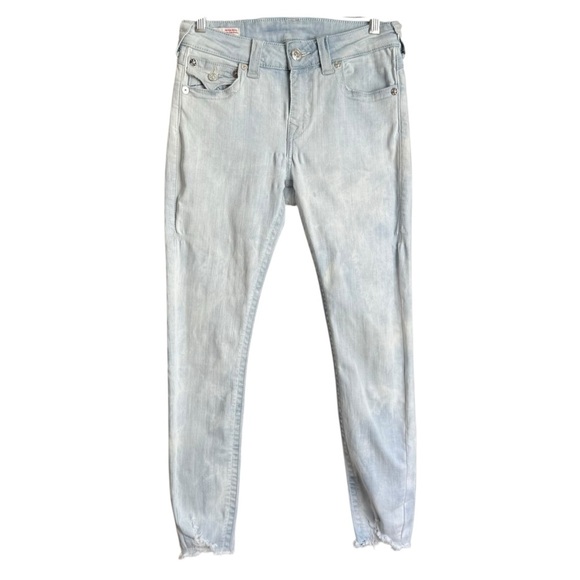 True Religion Jennie Curvy Mid Rise Flap Single Needle Skinny Jeans Sz 27 Blue - Picture 1 of 15